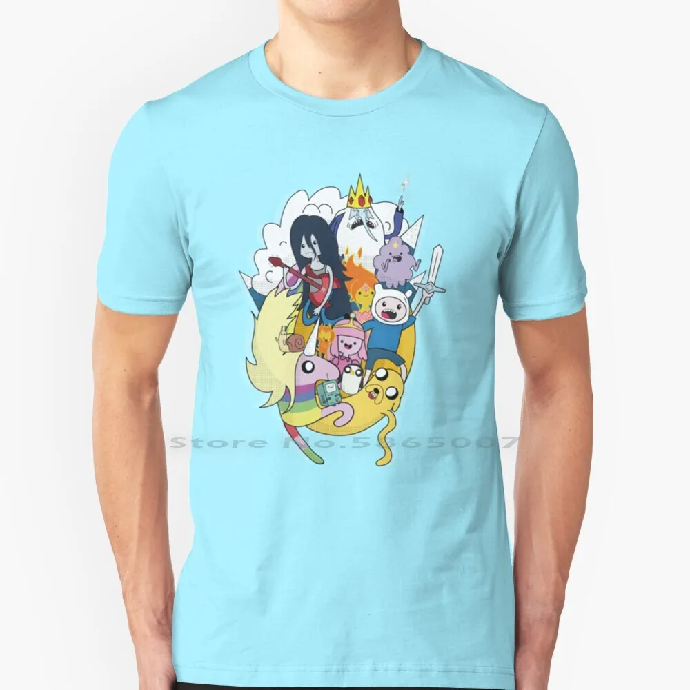 

Adventure Time T Shirt 100% Cotton Finn Jake Princess Bubblegum Ice King Bmo Lumpy Space Lady Rainbow Lemongrab Flame Fern