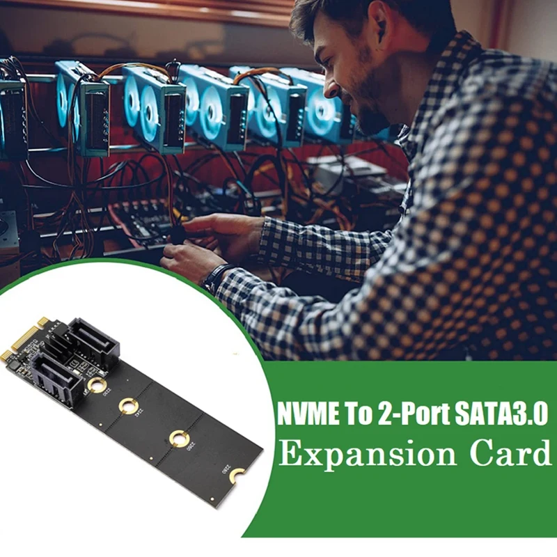 M.2 KEY-M NVME PCI-E к 2-портовому адаптеру карты расширения Sata3.0 карта без привода JMB582