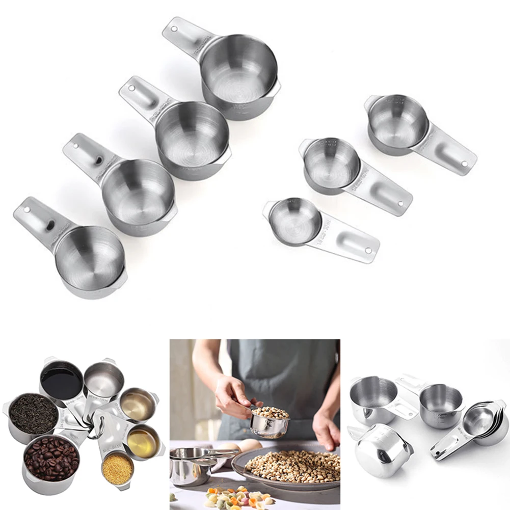 

30/60/80/120/160/180/240ml Stainless Steel Measuring ​Cup Coffee Tea Spices Flour Oil Measure Storage Tools Kitchen Accessories
