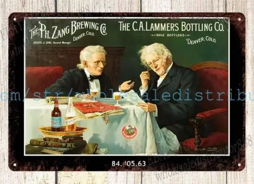 1900-е пиво Philip Zang Brewing Co Denver Colorado металлическая жестяная вывеска акцентное