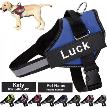 Arnés de perro sin tirar reflectante transpirable arnés de mascota ajustable para chaleco de perro ID parche personalizado para caminar al aire libre perro suministros 1