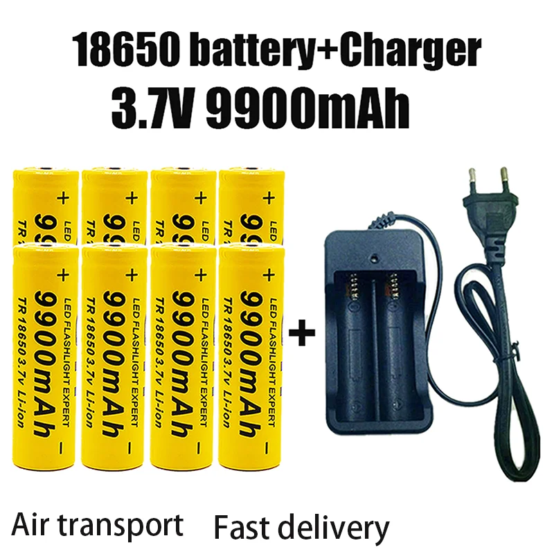 

18650 Batterij Oplaadbare Batterij 3.7V 18650 9900Mah Capaciteit Li-Ion Oplaadbare Batterij Voor Pocket Lamp + Lader