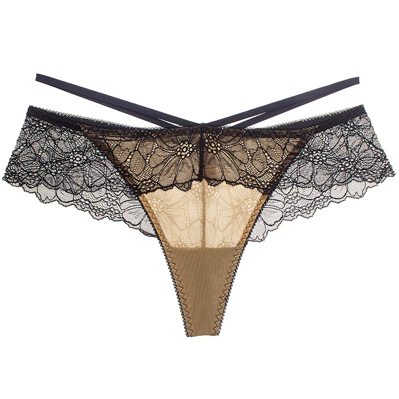

Women Sexy Lingerie Sling Lace Transparent Ice Silk Thong Low Waist Seamless G-string Femme Mini Panties Soft Breathable Panties