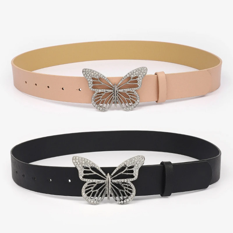 

Fashion Belts for Women Casual Belt for Jeans Womens Butterfly Buckle Belts Female Waist Strap Cinturones Para Mujer Width 3.8cm