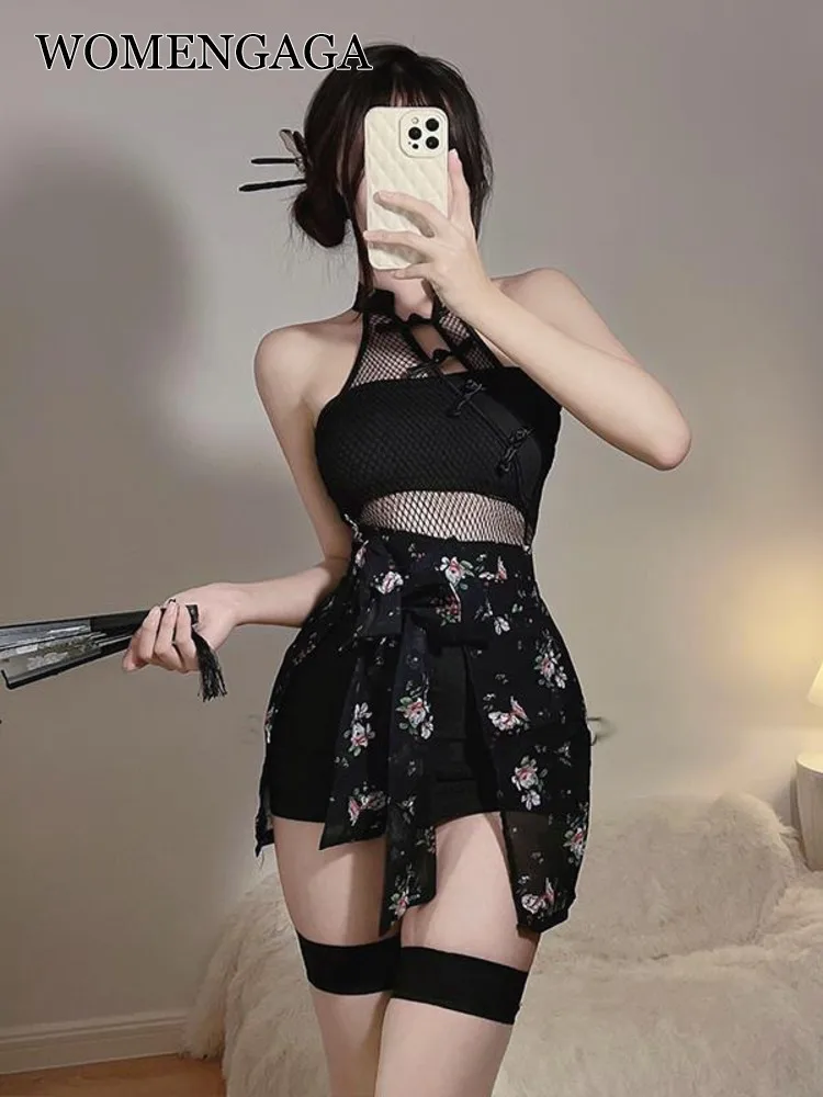 

Женское прозрачное Сетчатое платье-Ципао, в стиле ретро