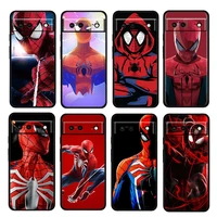 avengers red spiderman shockproof cover for google pixel 7 6 6a 5 4 5a 4a xl pro 5g 4g tpu soft silicone black phone case coque