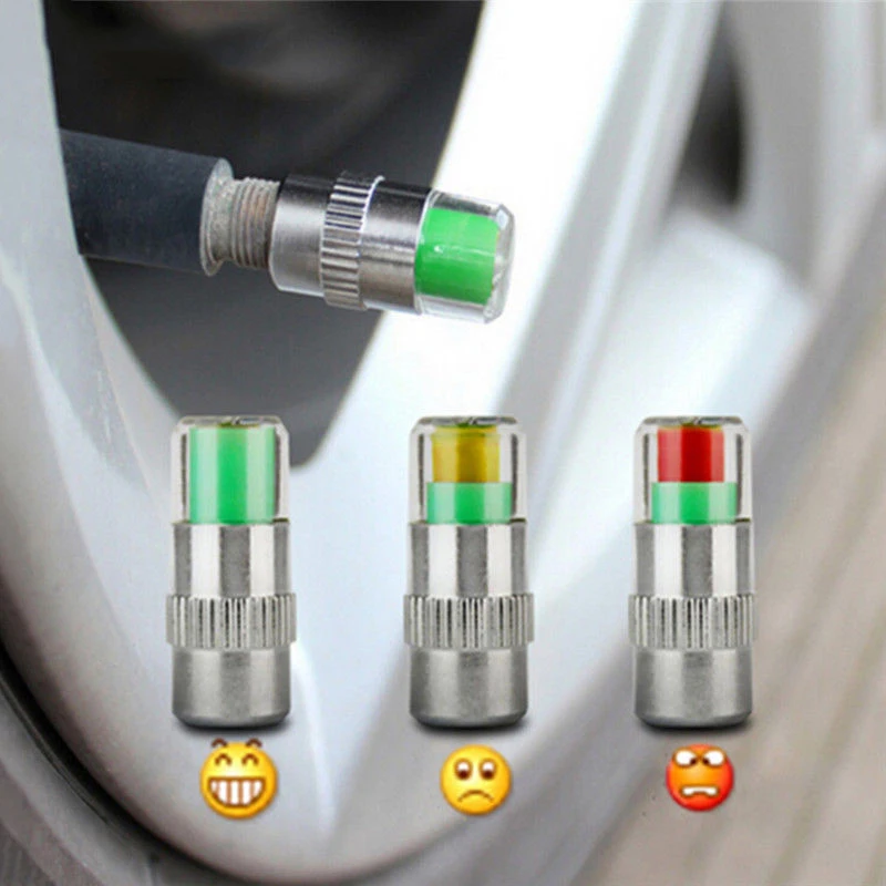 

4PCS Car Auto Tire Pressure Monitor Gage Alert Sensor Indicator Valve Caps Wheel Tires Valves Tyre Stem Air Caps Cover Accessory