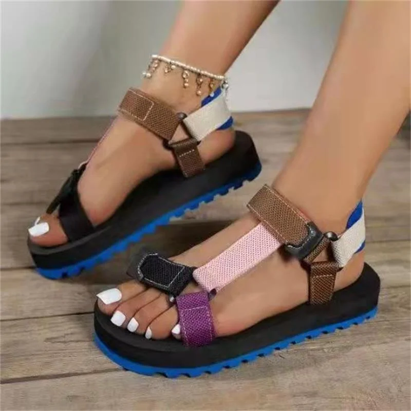 

Summer Women Platform Sandals Color Blocking Beach Shoes Thick Soled Female Sandals Quick-dry Non-Slip Casual Footwears zapatos