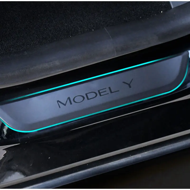 

Декоративная наклейка на порог задней двери автомобиля, модель 3 2021, аксессуары, защитная полоса педали для Tesla Model 3 Y, оригинальная автомобил...
