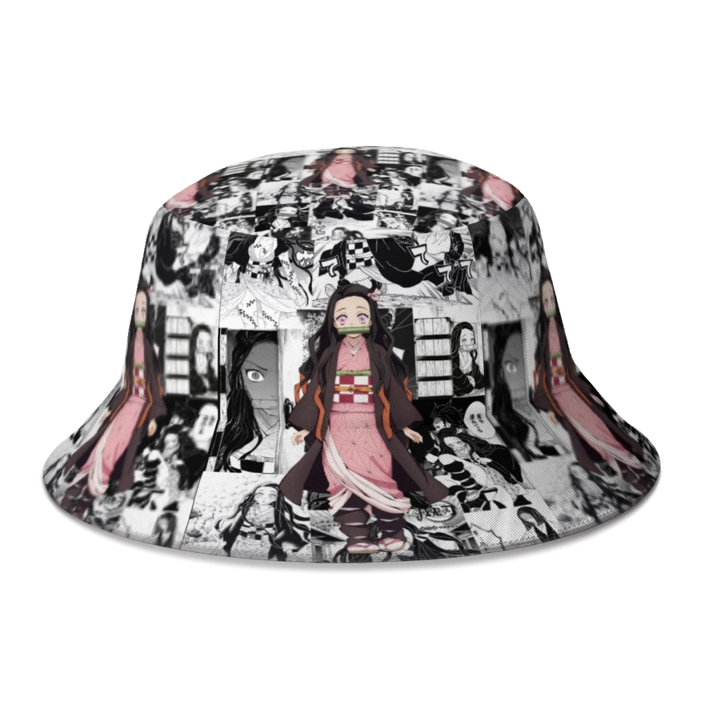 Kamado Nezuko Kimetsu No Yaiba Fisherman Hats Boy Girl Funny Demon Slayer Spring Bucket Hats Journey Boonie Hat Dropshipping