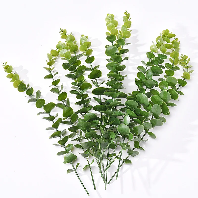 

Artificial Plant Plastic Eucalyptus Leaves Vintage Green Silk Eucalyptus Leaves Home Decor Wedding Shop Garden Party Decorations