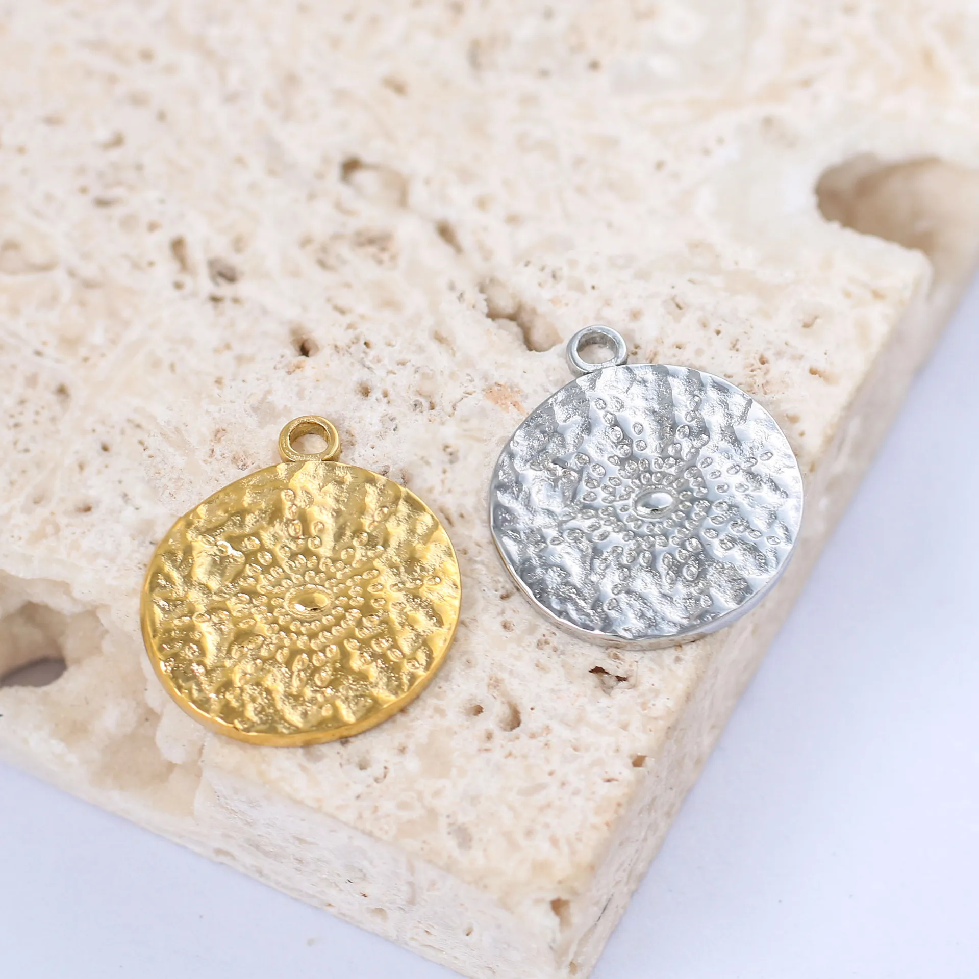 3pcs/Lot Charm Round Sun Charms Pendants Stainless Steel   Charm for DIY Necklace Jewelry Making Accessories Supplies Wholesale