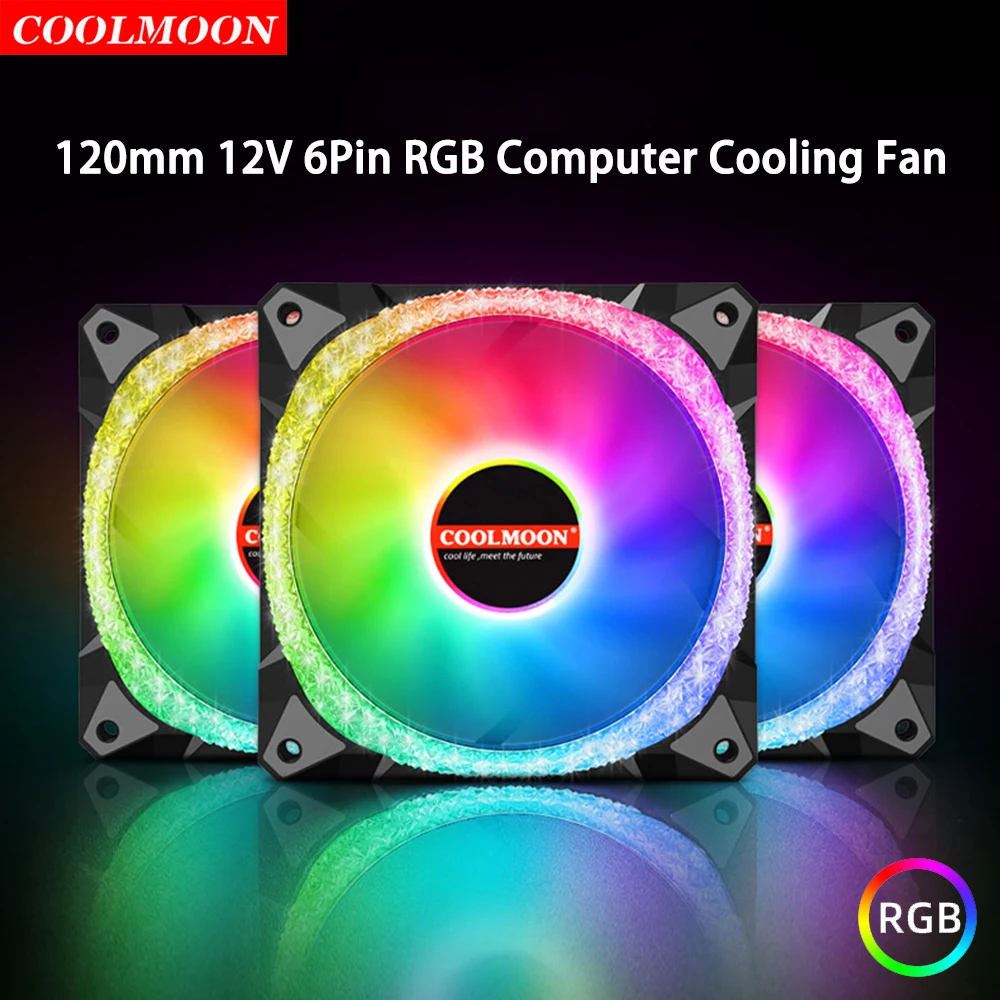 

Кулер Coolmoon D13 для ПК, бесшумный охладитель с гидравлическим подшипником, 12 В, 6 контактов, 12 см, RGB светодиодный