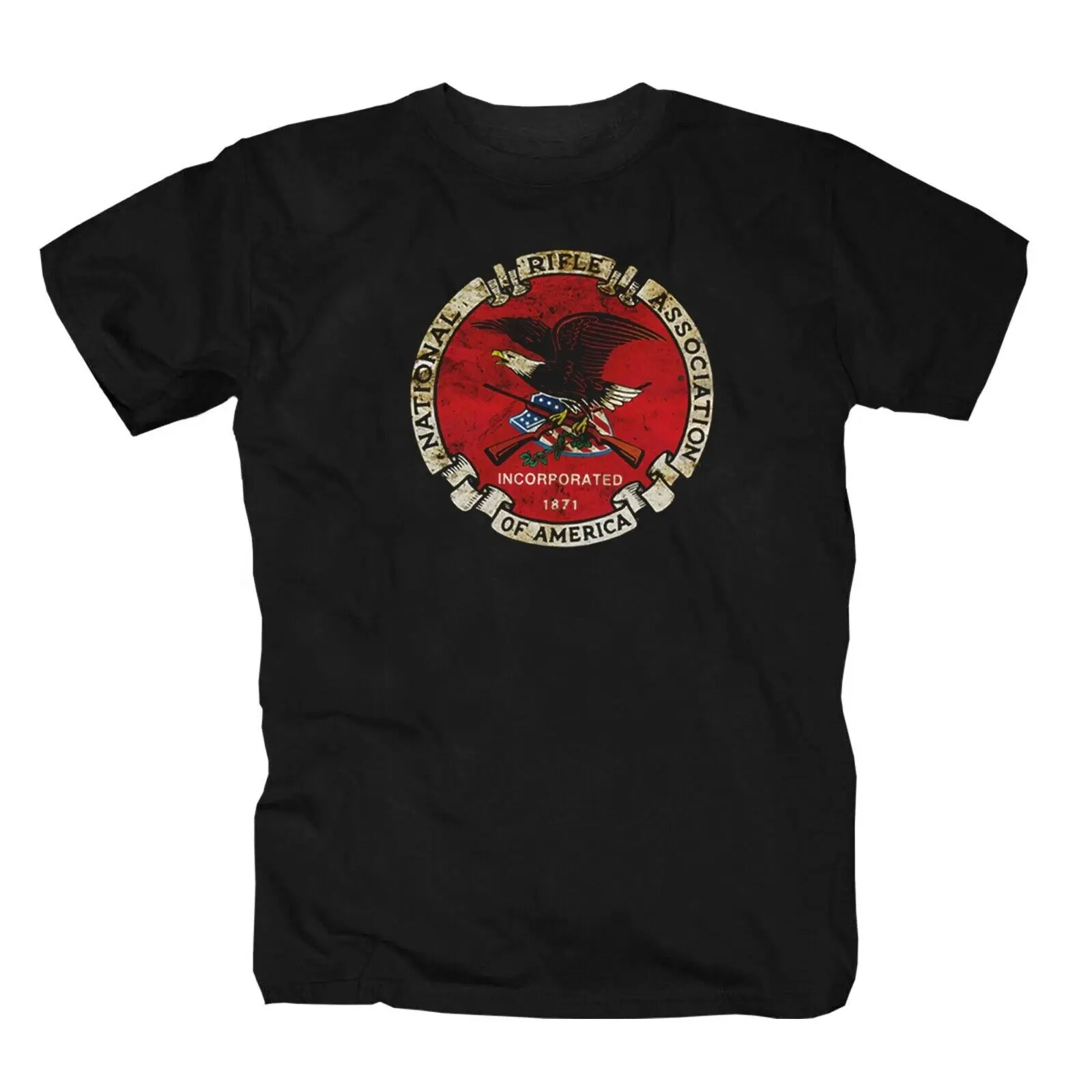 Футболка NRA с изображением национальной винтовки США, Американская футболка с воротником-стойкой, короткая повседневная мужская одежда с круглым вырезом