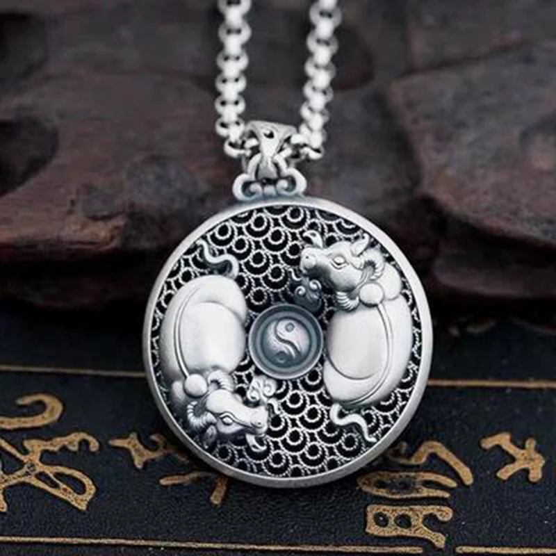 

Подвеска «буйвол» для мужчин и женщин, ювелирное украшение ручной работы с рисунком двойного быка в стиле тайчи, год подвески