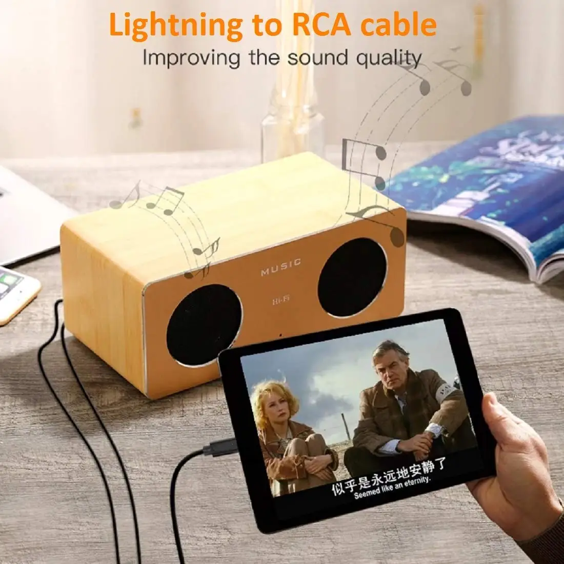 Кабель RCA совместимый с iPhone адаптер аудиокабеля iOS-RCA Aux переходник подсветкой на 2