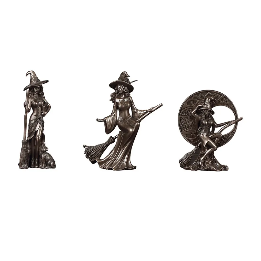 

3Pcs Resin Witch Ornament Simulation Statue Miniature Handmade Crafts Home Decor Ornaments Office Household Gift