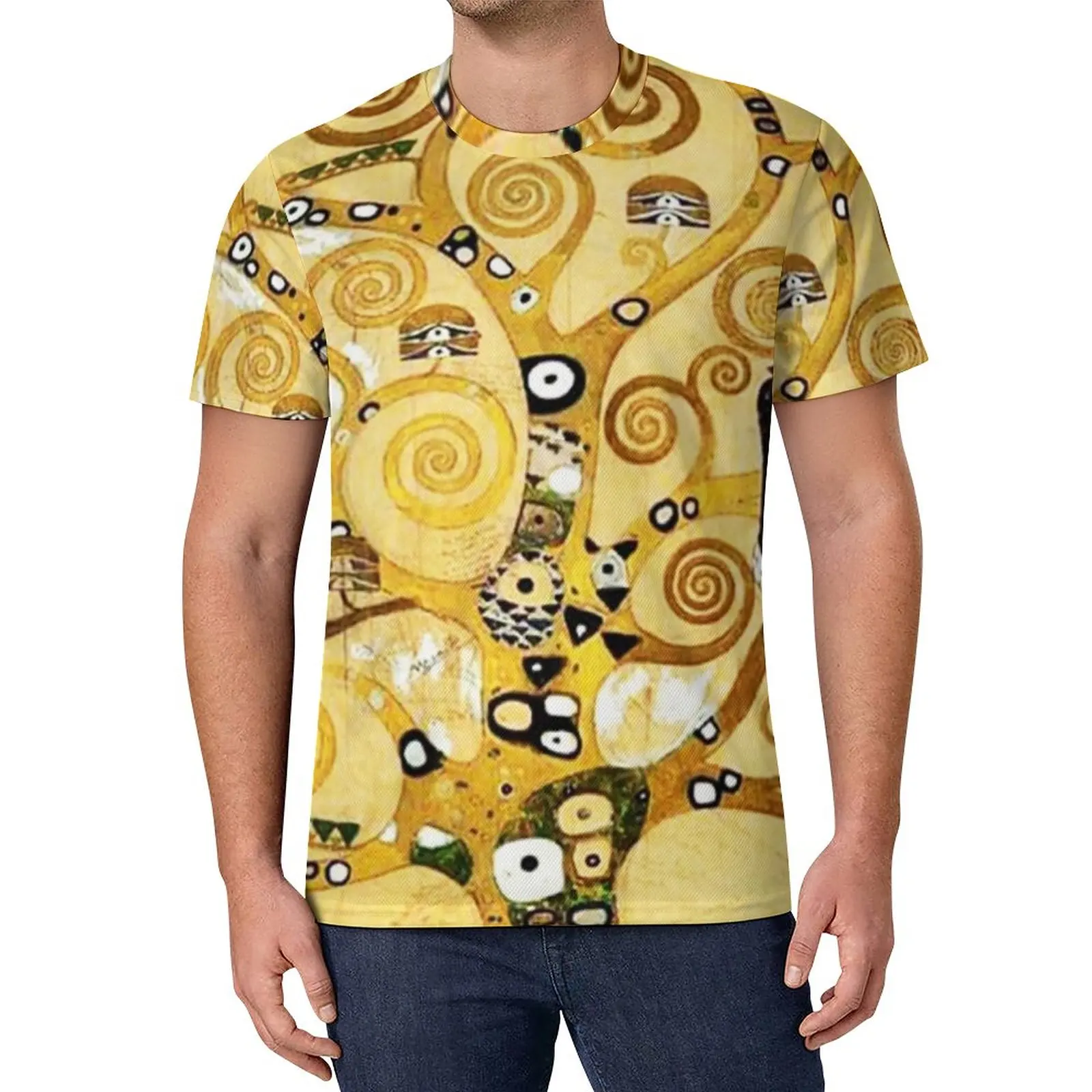 

Футболка Gustav Klimt с принтом Древа Жизни, ретро футболки, базовая футболка, летние топы с коротким рукавом и узором, футболки