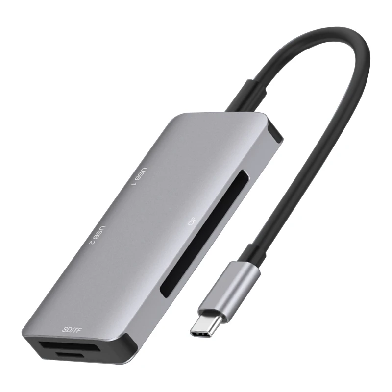 

5 в 1 док-станция USB Type C для CF TF-карты 2 USB3.0 порт концентратор для ноутбука