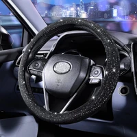 black rhinestones steering wheel cover for women bling crystal fits 14 12 15 inch car accessories interior parts auto products