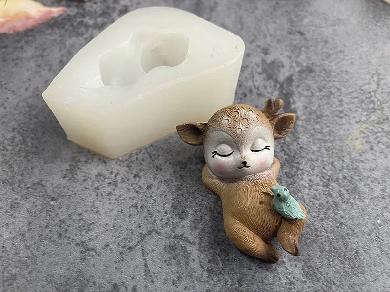 Силиконовая 3D форма с милым оленем для помадки шоколада капкейка десерта