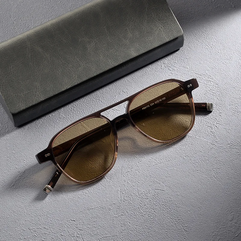 Двойные квадратные солнцезащитные очки для мужчин дизайнерские в ацетатной