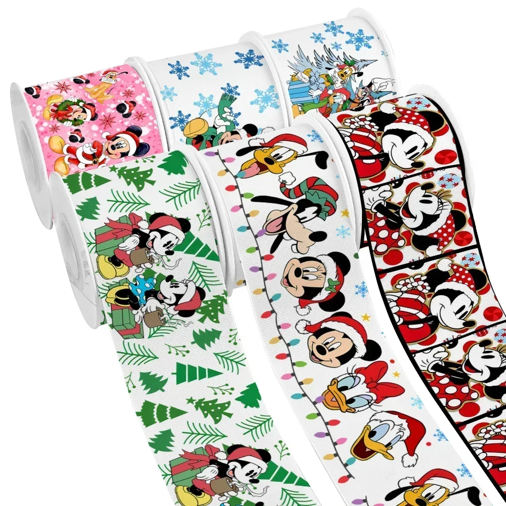 5 ярдов мини-Рождественская лента с принтом мультфильмов Диснея Микки и Минни из