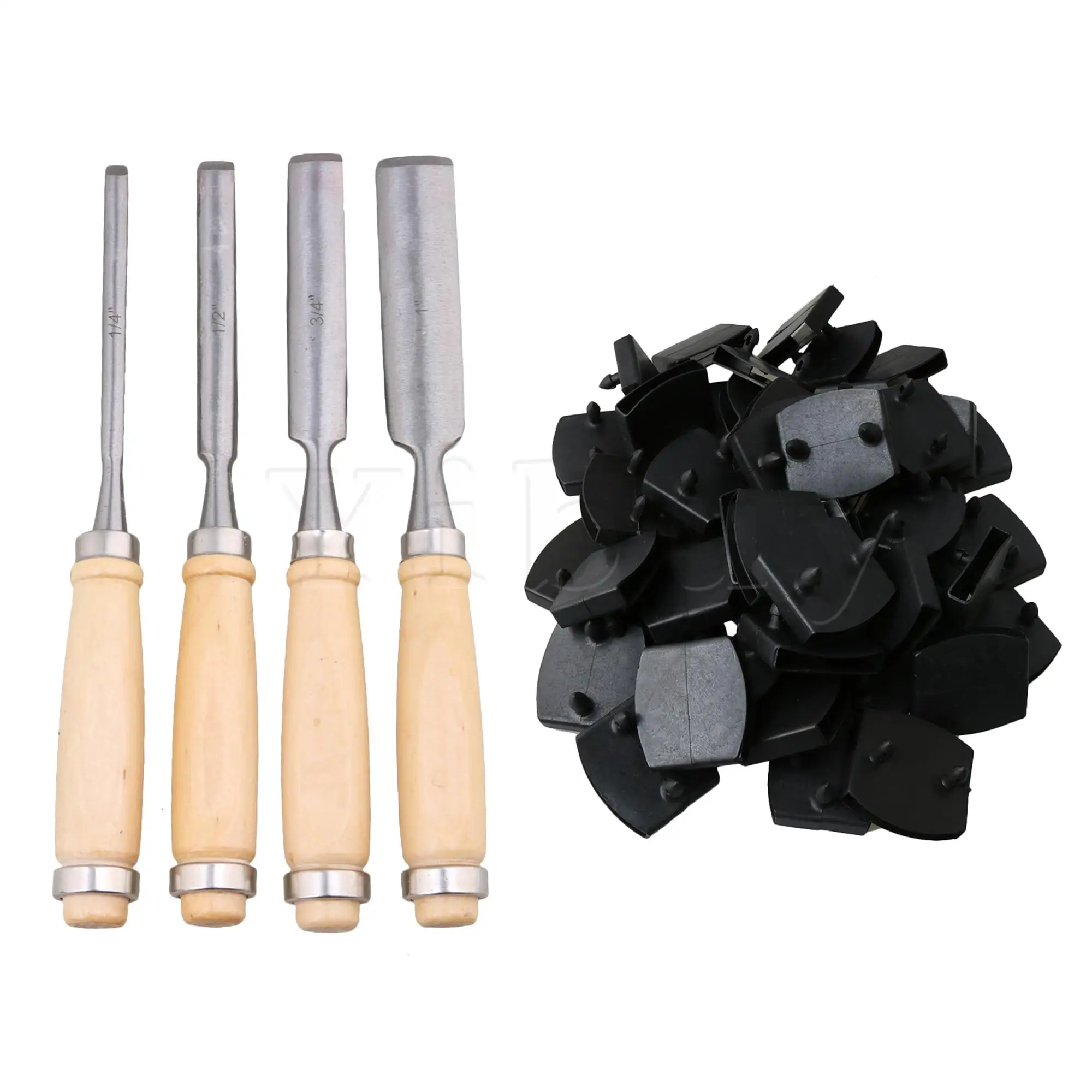 

50Pcs 0.35"x1.97" Household Accessories Slat End Caps Holder w/ 4 Chisel