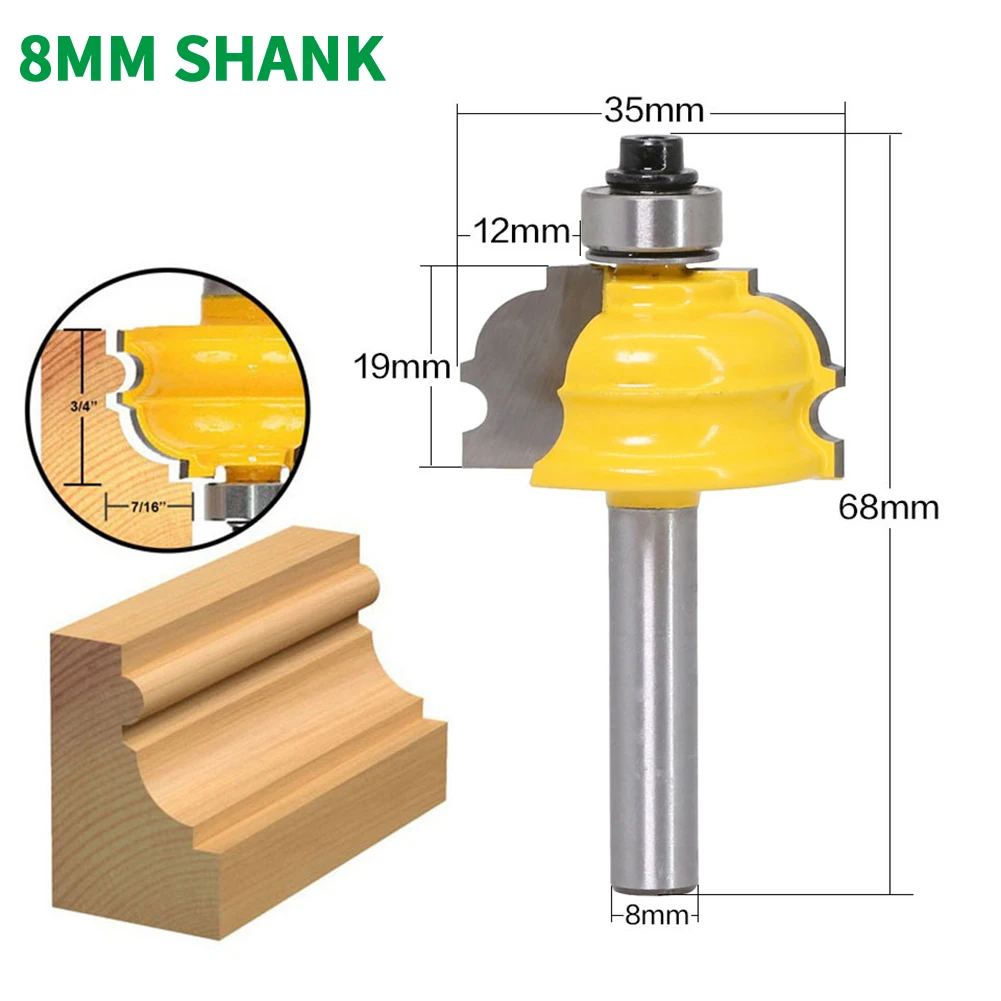 

1PC 8MM Shank Milling Cutter Wood Carving Architectural Molding Router Bit Line knife Woodworking Cutter Tenon Cutter Tools