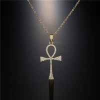 fashion copper gilding zircon jewelry classic anka cross pendant necklace for women and men the ankh party religious service