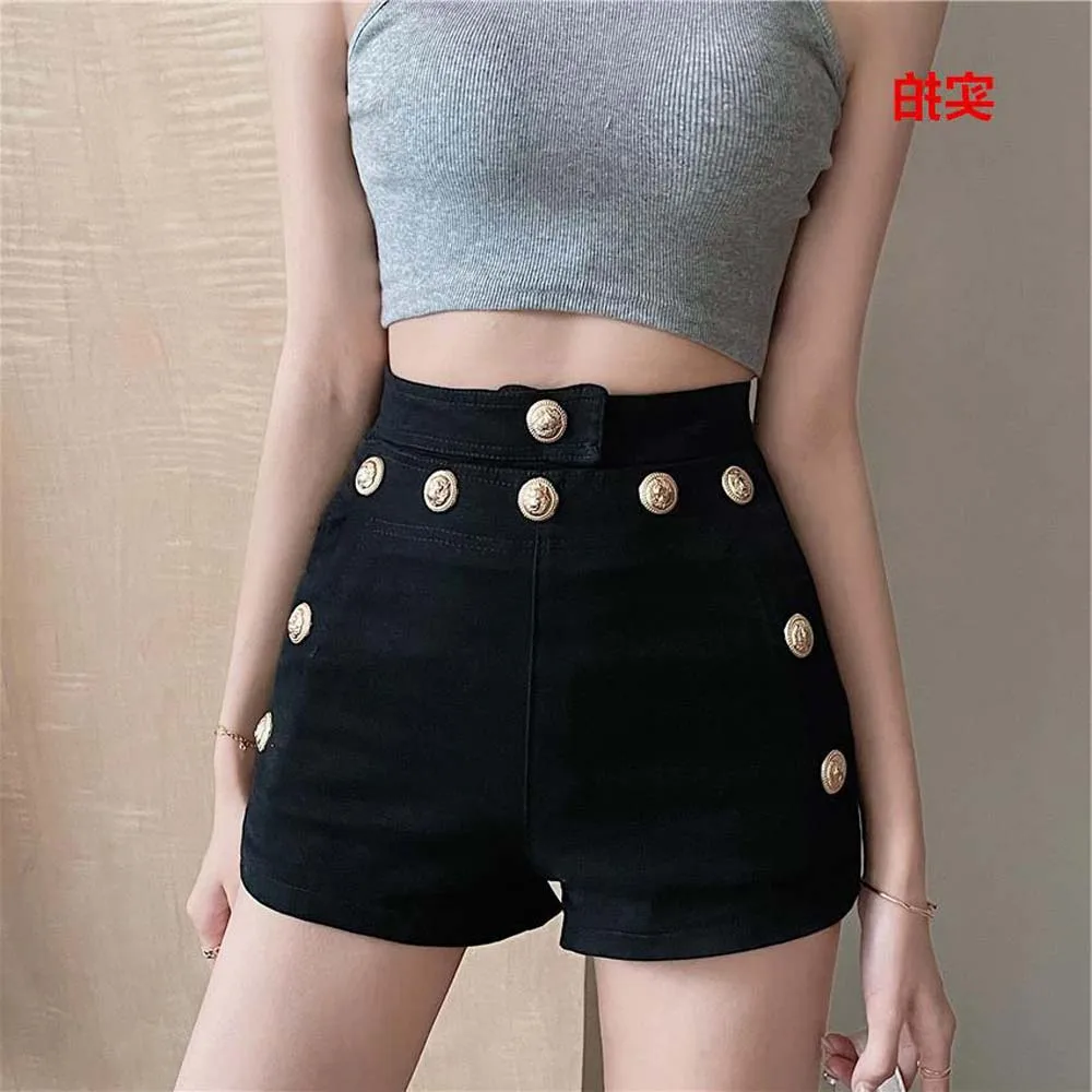 

High-waisted Breasted Shorts Women's Loose And Thin Back Zipper Stretch Denim Short Sexy Women Summer 2022 Fashion Clothes Y2K