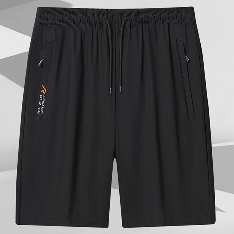 Фото Летние шорты из ледяного шелка размера плюс 7XL 8XL, мужские модные повседневные легкие дышащие шорты для бега на шнурке, спортивные шорты для бега №3