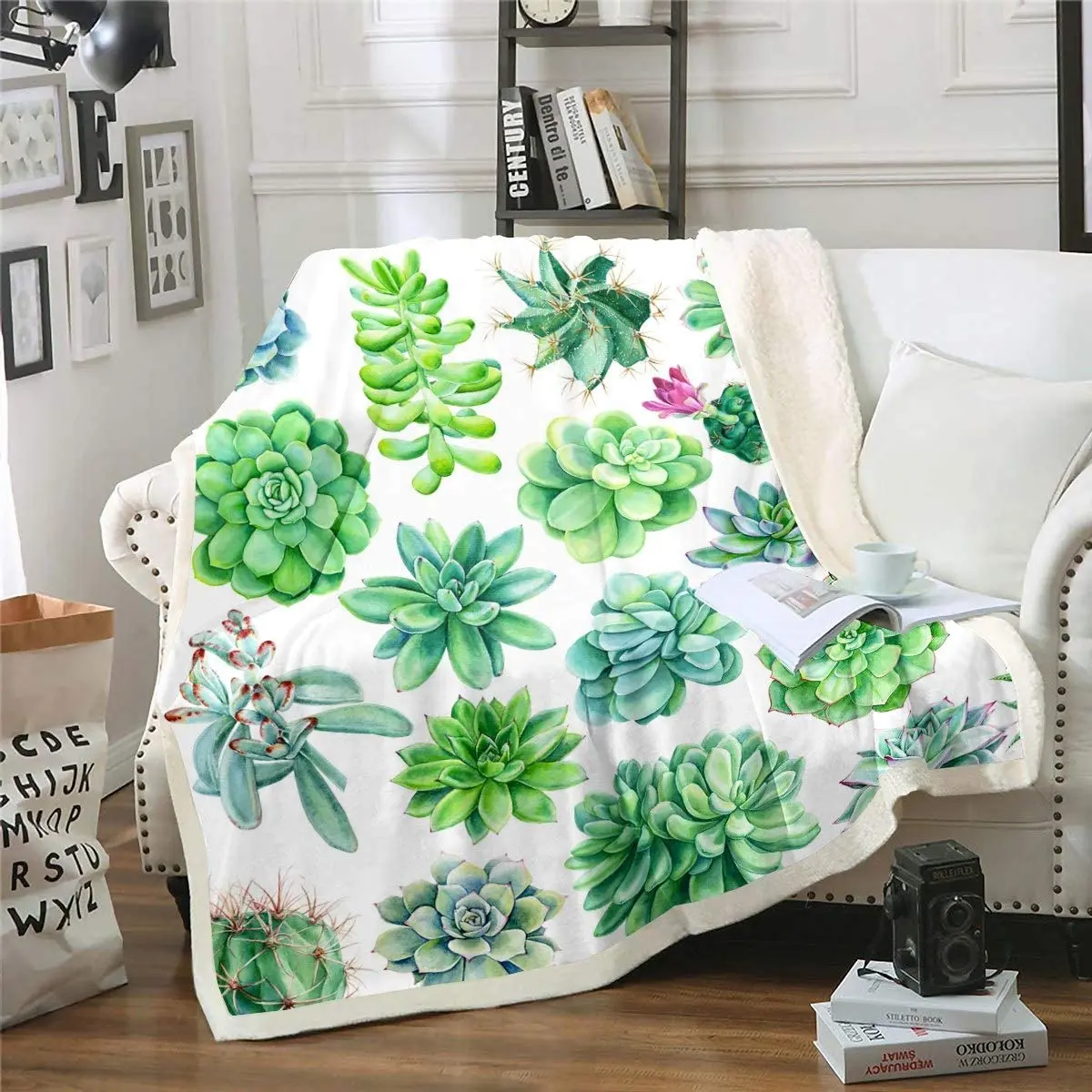 

Флисовое одеяло в стиле бохо, суккуленты с растительным принтом, шерпа, 3D одеяло с принтом кактуса для детей и женщин, для взрослых