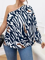 plus allover print one shoulder tee