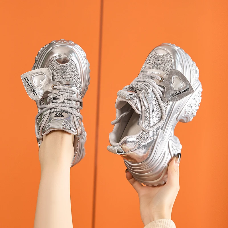 Женские кроссовки из микрофибры повседневная обувь на толстой платформе