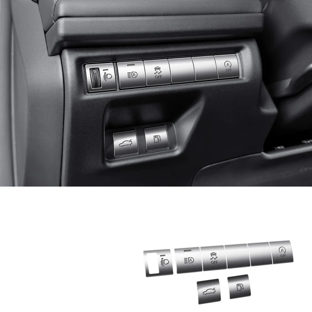 Фото Для Toyota Camry XV80 2024-2026: Металлические блестящие наклейки на кнопку электронного ручного тормоза (EPB), кнопку запуска и наклейки на накладку рычага переключения передач №2