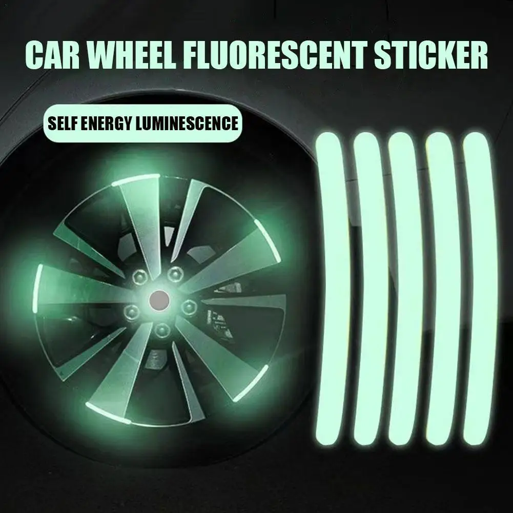 

10/20pcs Reflective Stickers For Car Wheel Hub Night Driving Car Tire Rim Reflective Decoration Strips Luminous Sticker