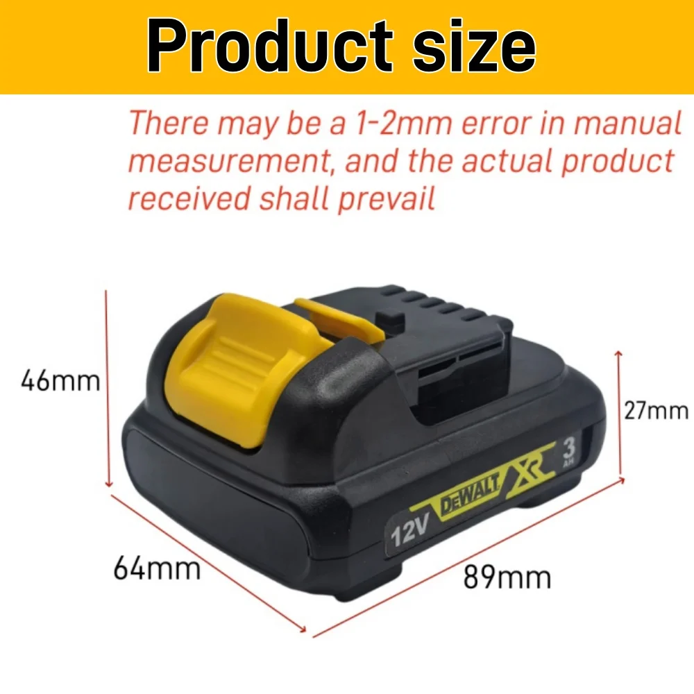 Фото Литиевая батарея DEWALT 12В 3Ач серии DCB для электроинструментов, совместимая с DCB120, DCB123, DCB125, DCB124, DCB122, DCD710 №4