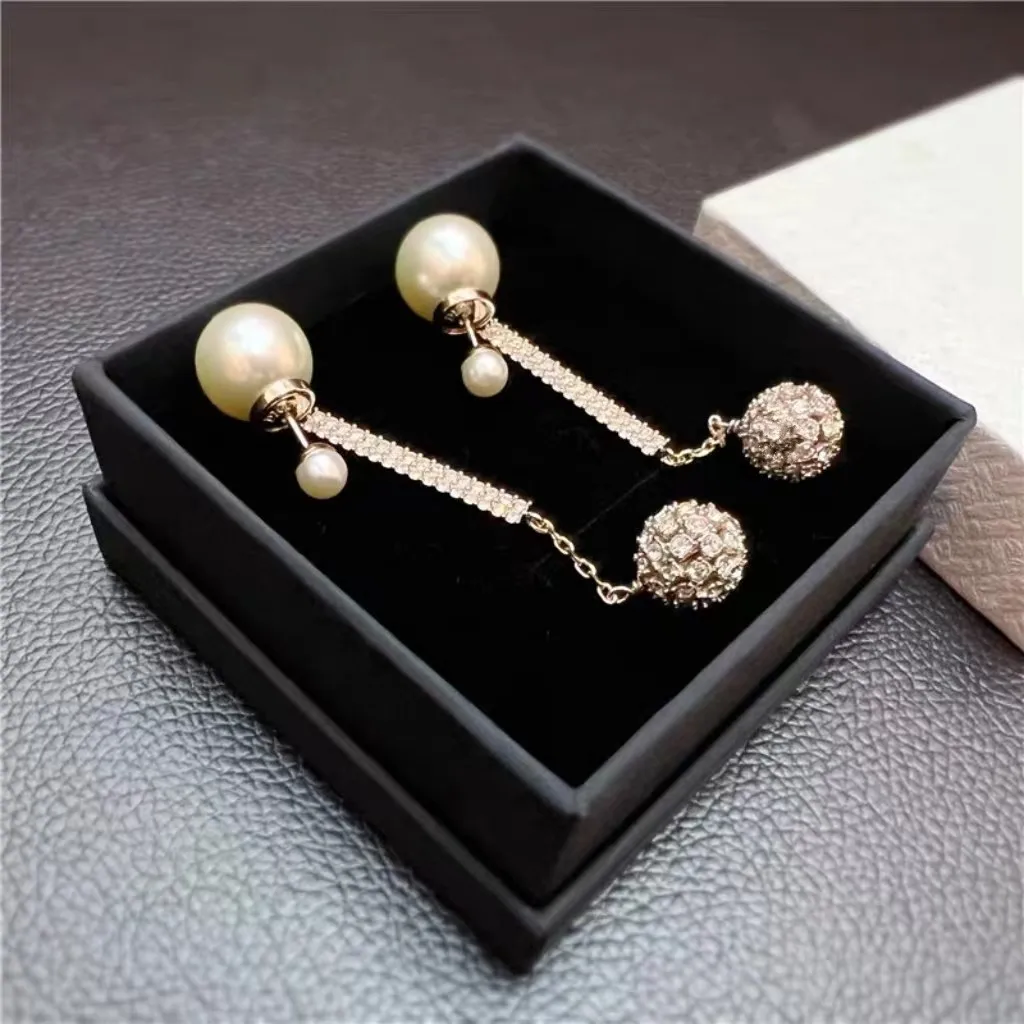 

Vintage Crystal Bee simple multi-tassel pearl star pattern earrings