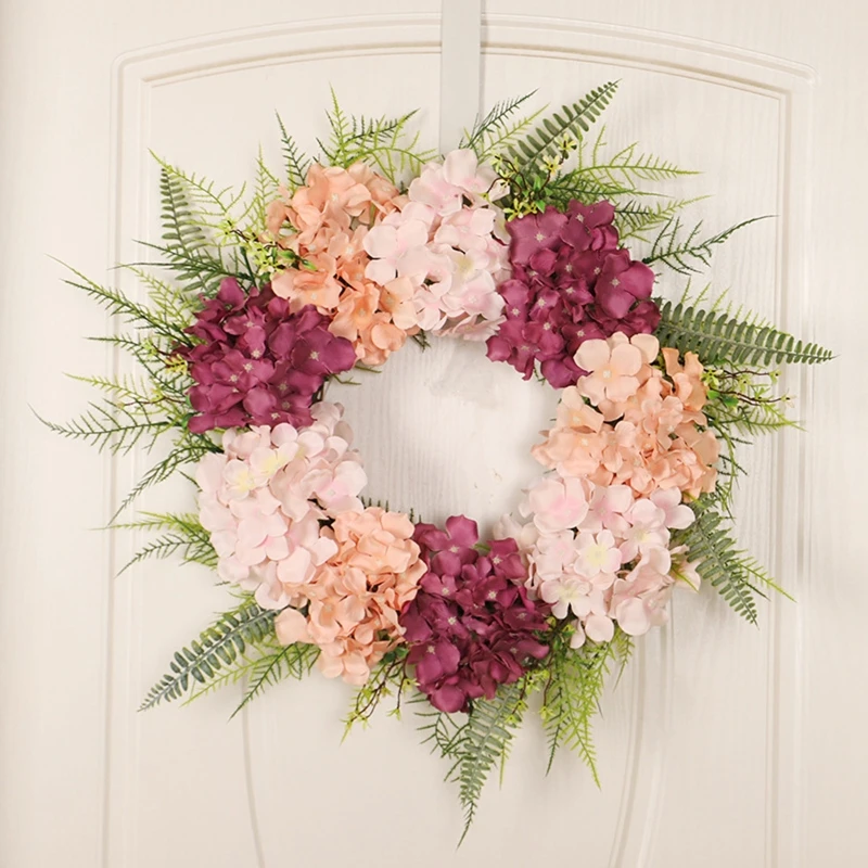 

Hydrangea Wreath with/without Led Light Artificial Hanging Garland Ornament