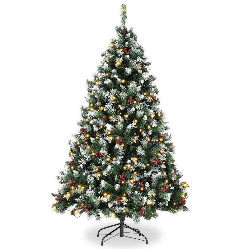 

2023 Hot Sell Large Outdoor Christmas Tree With Warm Light Green Christmas Tree With Pine Cones