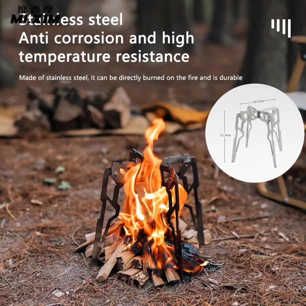 

Portable Campfire Pot Stand Stainless Steel Folding Bonfire Cooking Stove Holder Base Grill Stand for Backpacking Camping Hiking