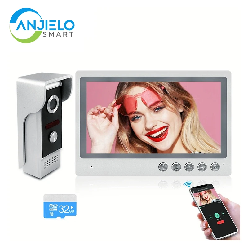 

Anjielosmart 9 Inch Intercom Video Door Bell Camera Wifi Security Protection Timbre Inalambrico Exterior Look Cam Smart Home