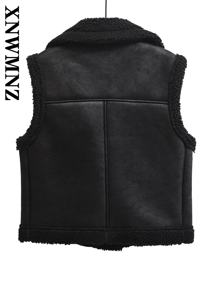 XNWMNZ женский 2024 новинка осени/зимы модный однотонный топ без рукавов с отложным