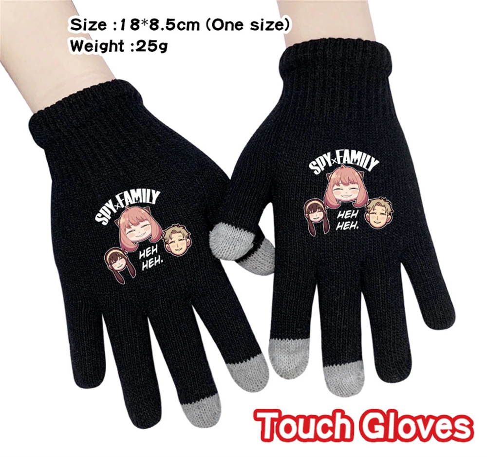 

Anime SPY×FAMILY Printing Warm Knit Gloves Boy Girl Autumn Winter Outdoor Cold Proof Touch Screen Full Finger Cartoon Mittens