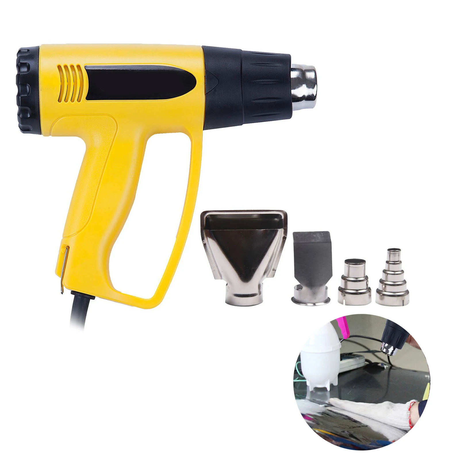

2000W Heat Gun 110V Adjustable with 4 Nozzles 60-600 Degrees Celsius 2 Wind Speed Hot Air Gun Rework Station Soldering Machine