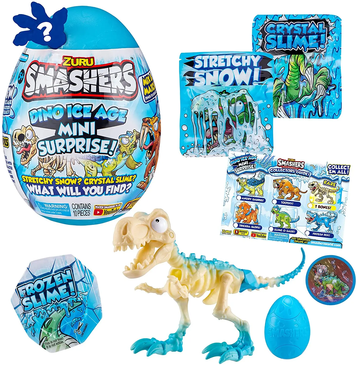 Zuru Smashers Dino Ice Age Surprise Egg with Over 25 Surprises By Raptor Pterodactyl Mammoth Rainbow Unicorn Doll Gift Toy Boys