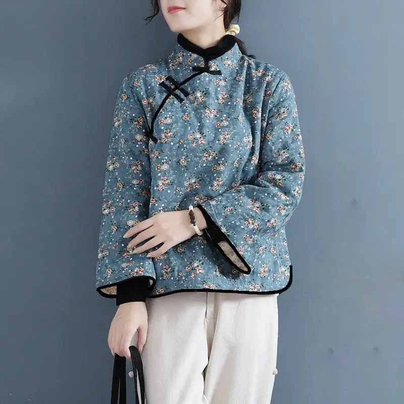 Осень 2024 женский винтажный костюм Тан с цветочным принтом рубашка женское зимнее
