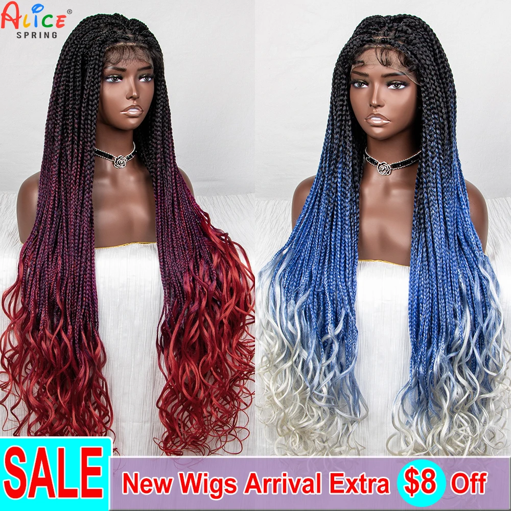 New Arrival Braided Wigs Synthetic Lace Front Wigs with Baby Hairs Braided Wigs with Water Wave for Black Women Long Braided Wig