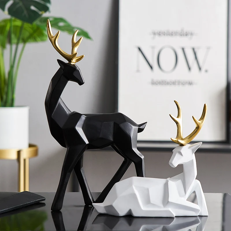 

Simple Deer Statue Resin Sculpture European Style Living Room Home Decoration Accessories Art Decoration Desk Accessories